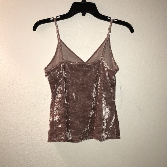 Pink crushed velvet spaghetti strap tank - Picture 3 of 4